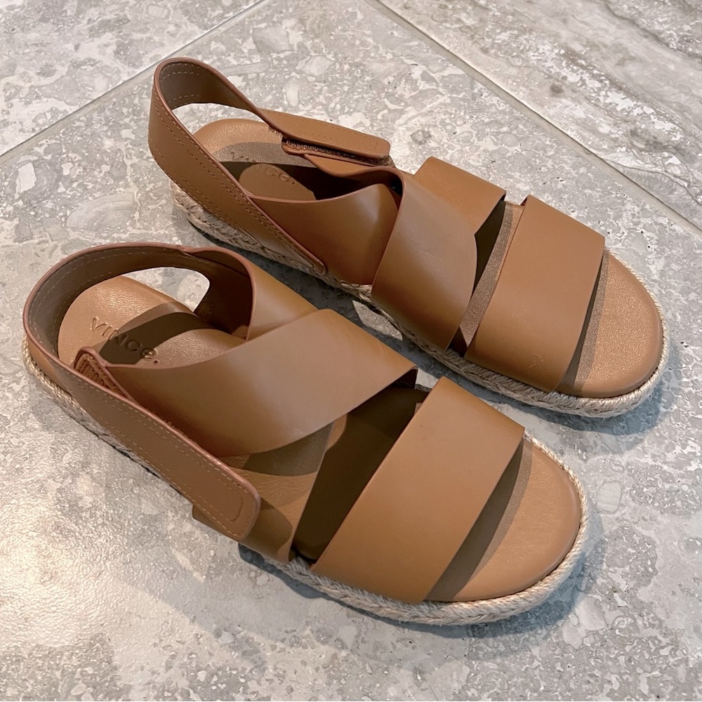 Vince Espadrille Flat Sandals Brown Women’s Shoes Size 8.5M New w/Tag - Picture 3 of 7